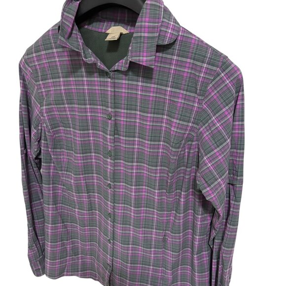 LL Bean Shirt Womens XXL Button Up Vented Nylon Outdoors Fishing Long Sleeve - Picture 2 of 6